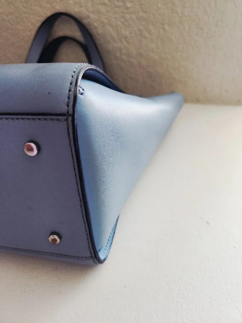Euc Kate Spade Blue Dawn Scalloped Leather Shoulder Bag Tote